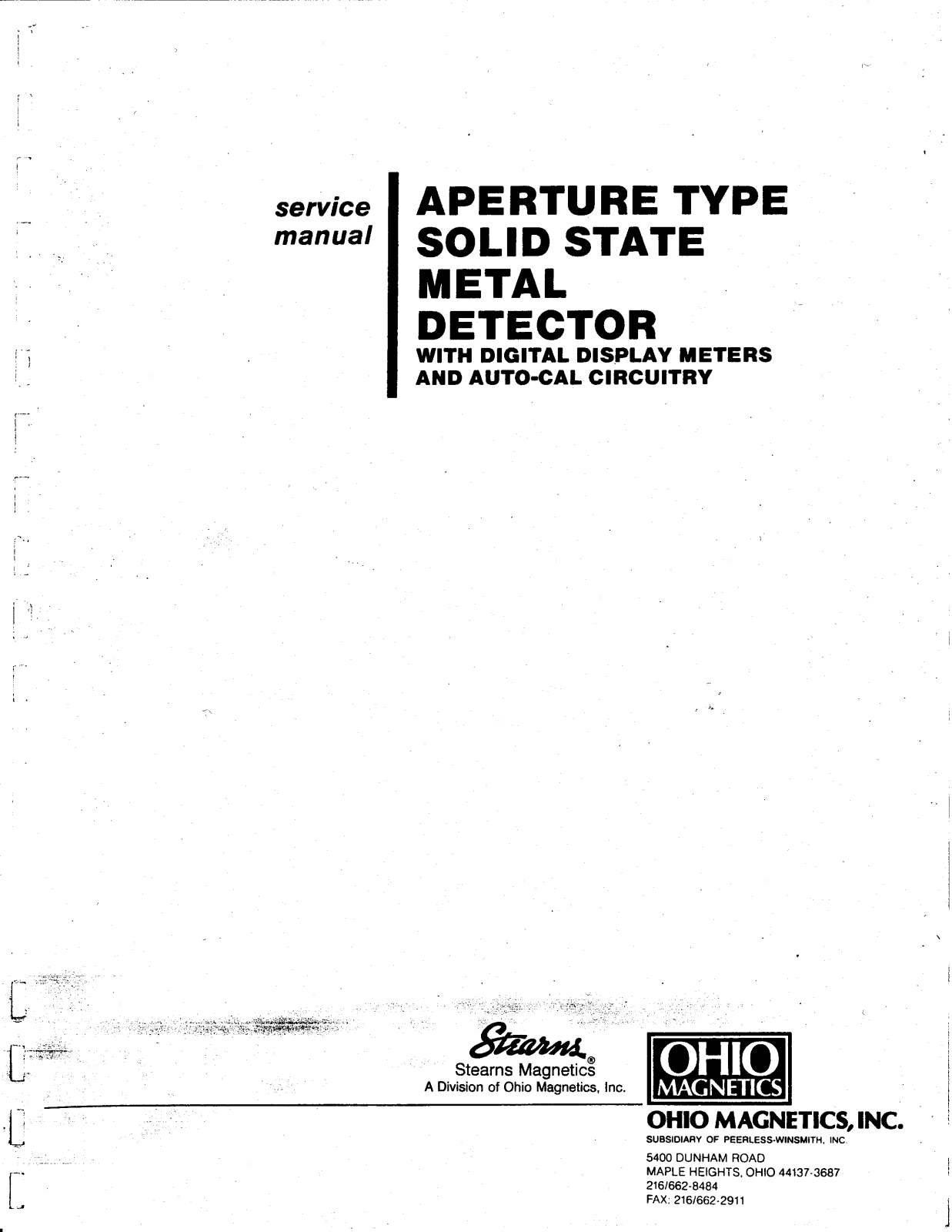 Stearns Magnetics 2557 Service Manual