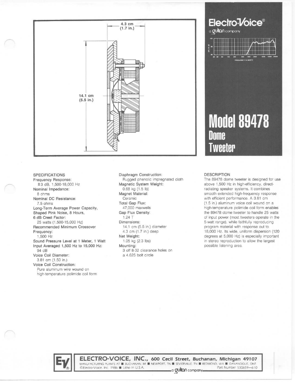 Electro-Voice 89478 User Manual