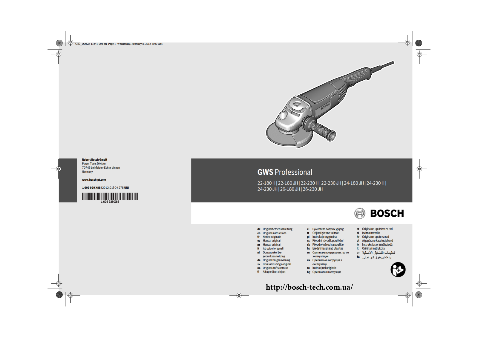 Bosch GWS 24-230 H User Manual