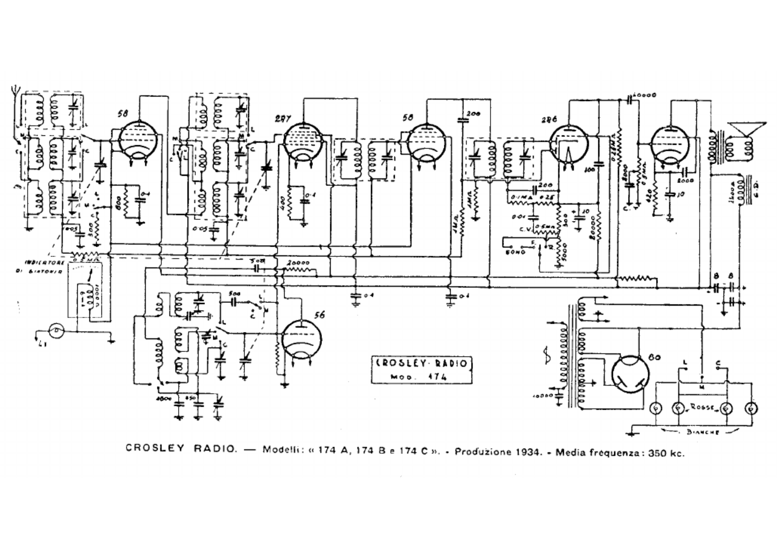 Siare Crosley 174a, 174b, 174c schematic