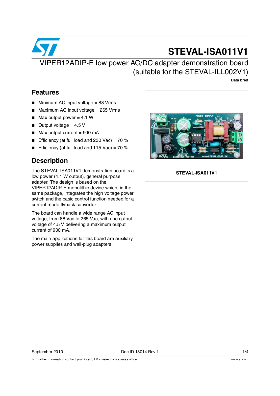 ST ISA011V1 User Manual