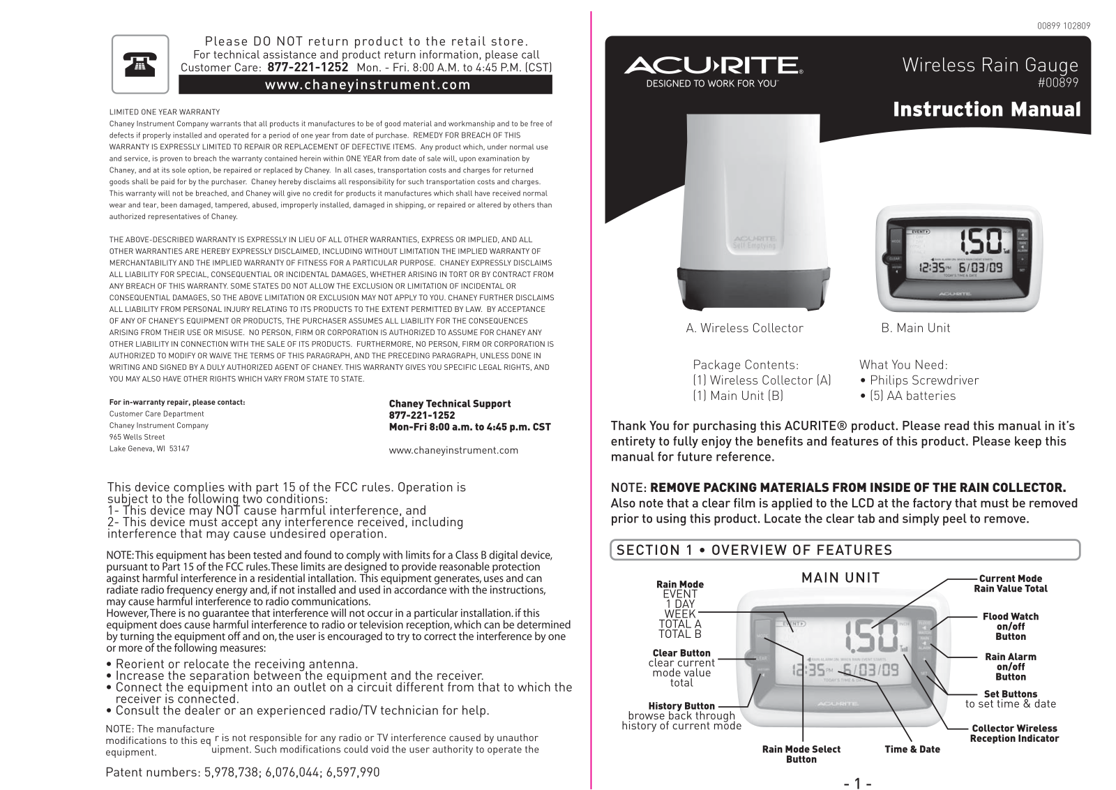 Chaney Instrument 899TX Users Manual