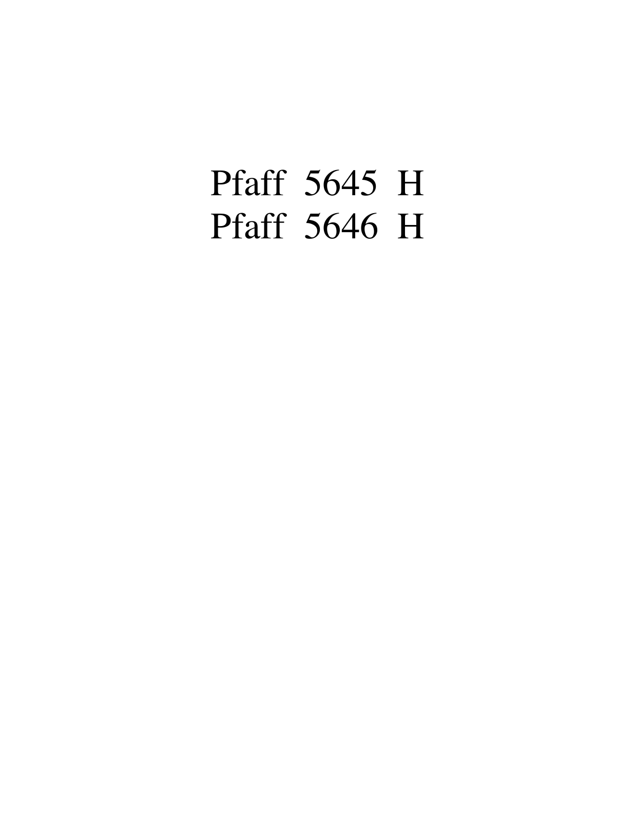 PFAFF 5645 H, 5646 H Parts List