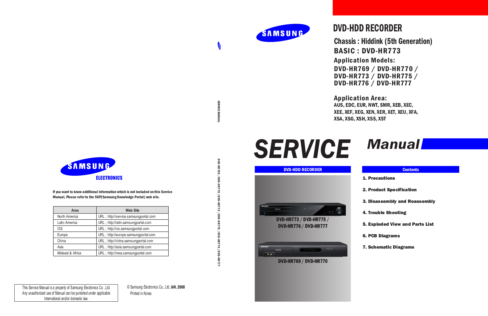 Samsung DVD-HR769, DVD-HR770, DVD-HR773, DVD-HR775, DVD-HR776 Service Manual