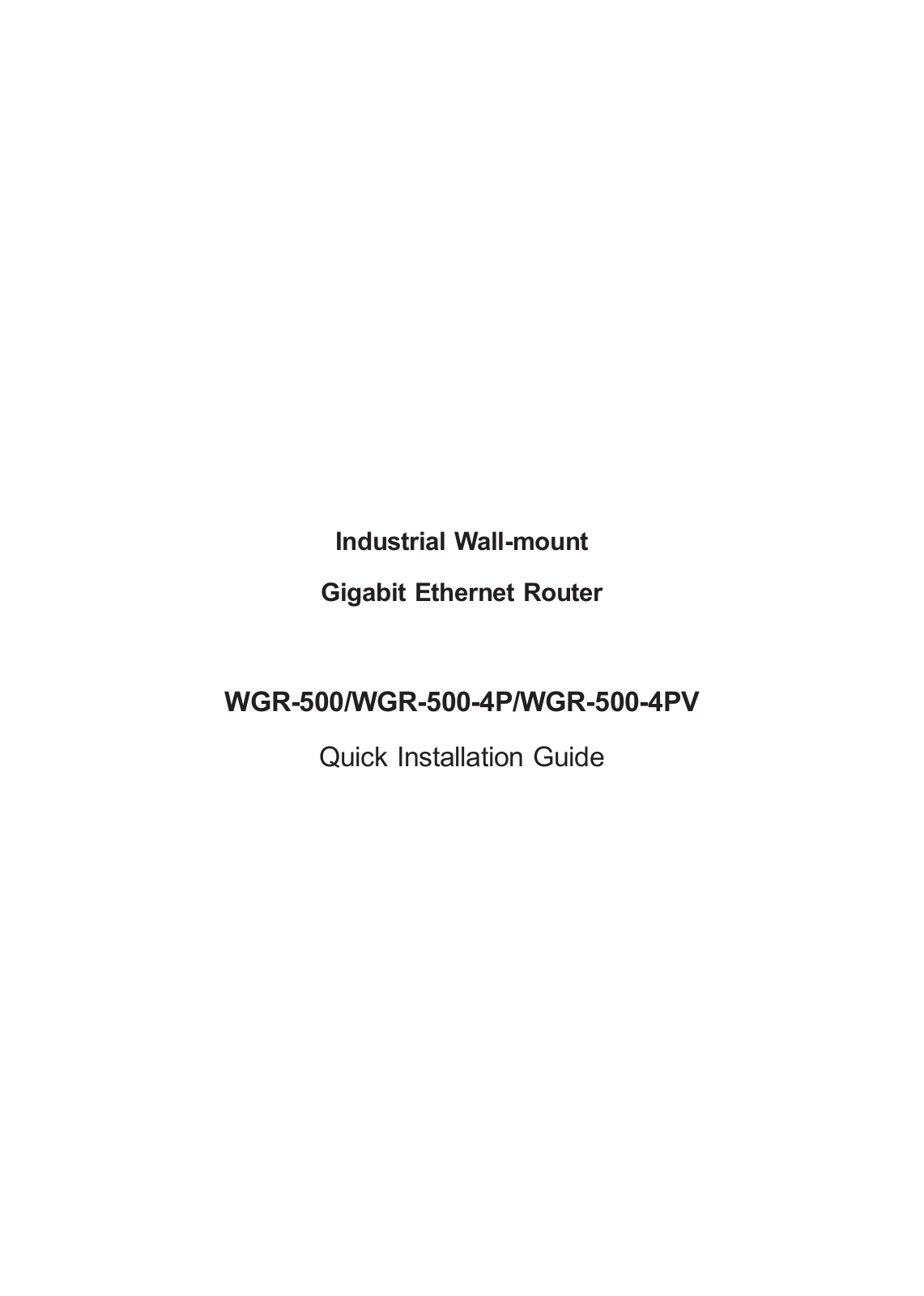 Planet WGR-500, WGR-500-4-PV, WGR-500-4P Quick Installation Quide