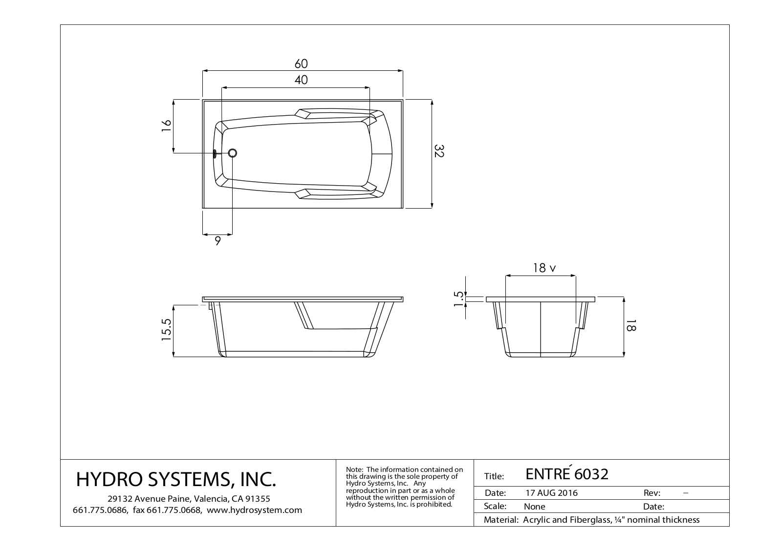 Hydro Systems Entré 6032 Shematics