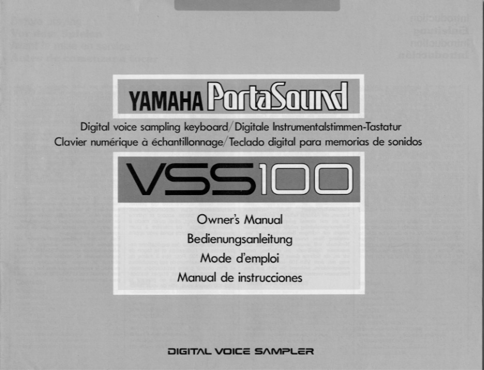 Yamaha VSS100E, VSS100 User Manual