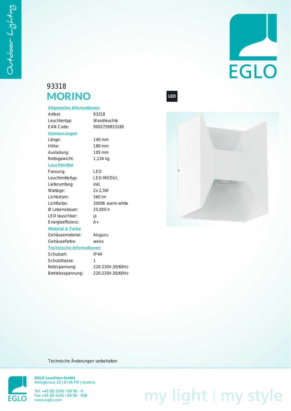 Eglo 93318 Service Manual