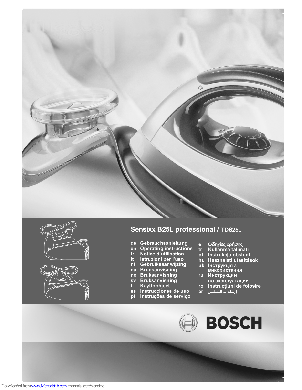 Bosch Sensixx B25L, Sensixx TDS25 Operating Instructions Manual