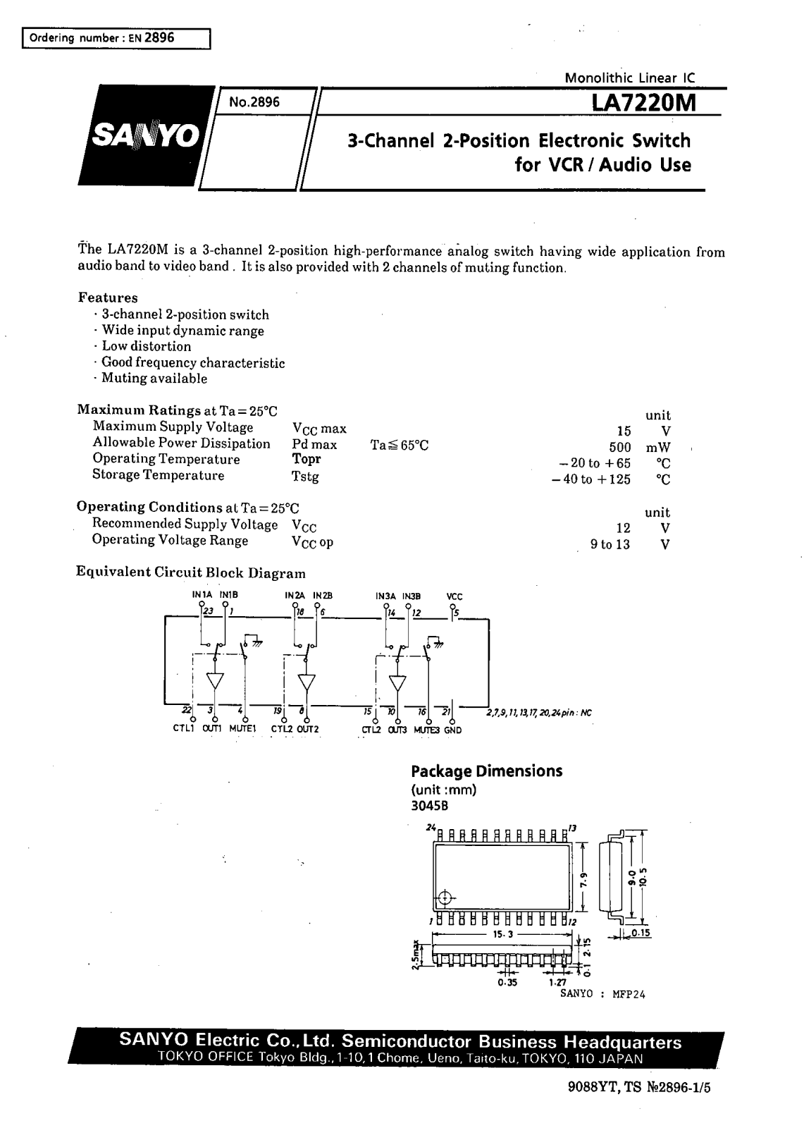 SANYO LA7220M Datasheet