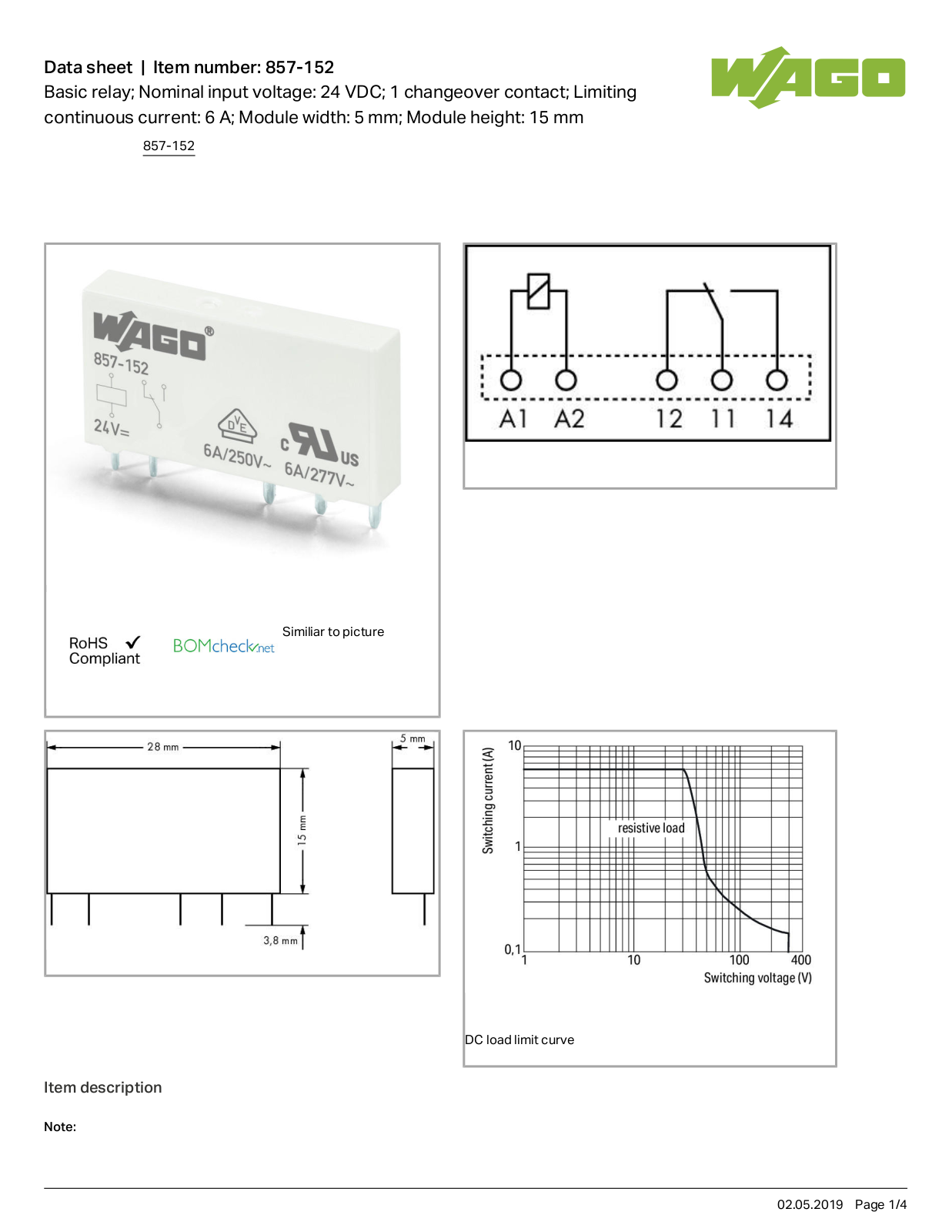 Wago 857-152 Data Sheet