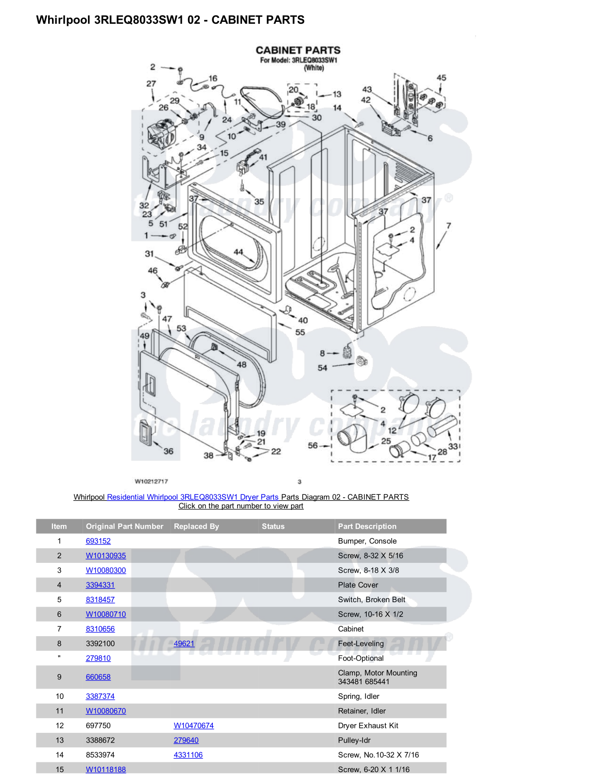 Whirlpool 3RLEQ8033SW1 Parts Diagram