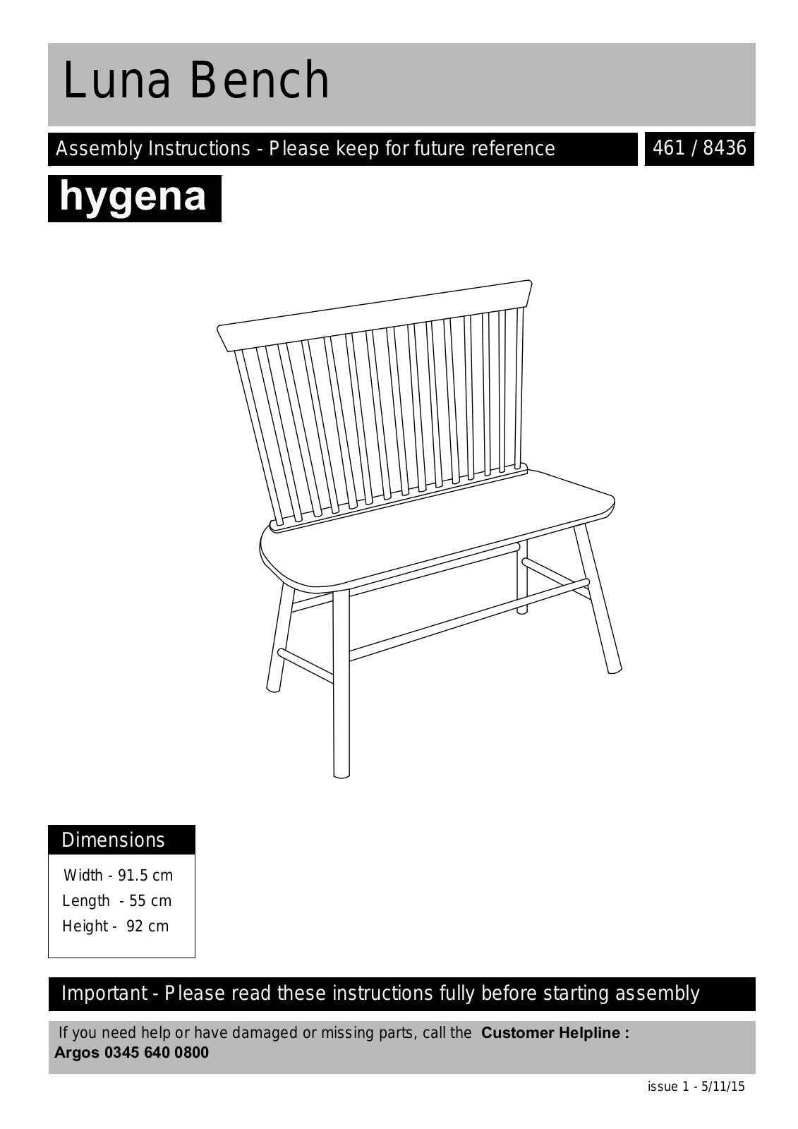 Hygena 461 - 8436 Instruction manual