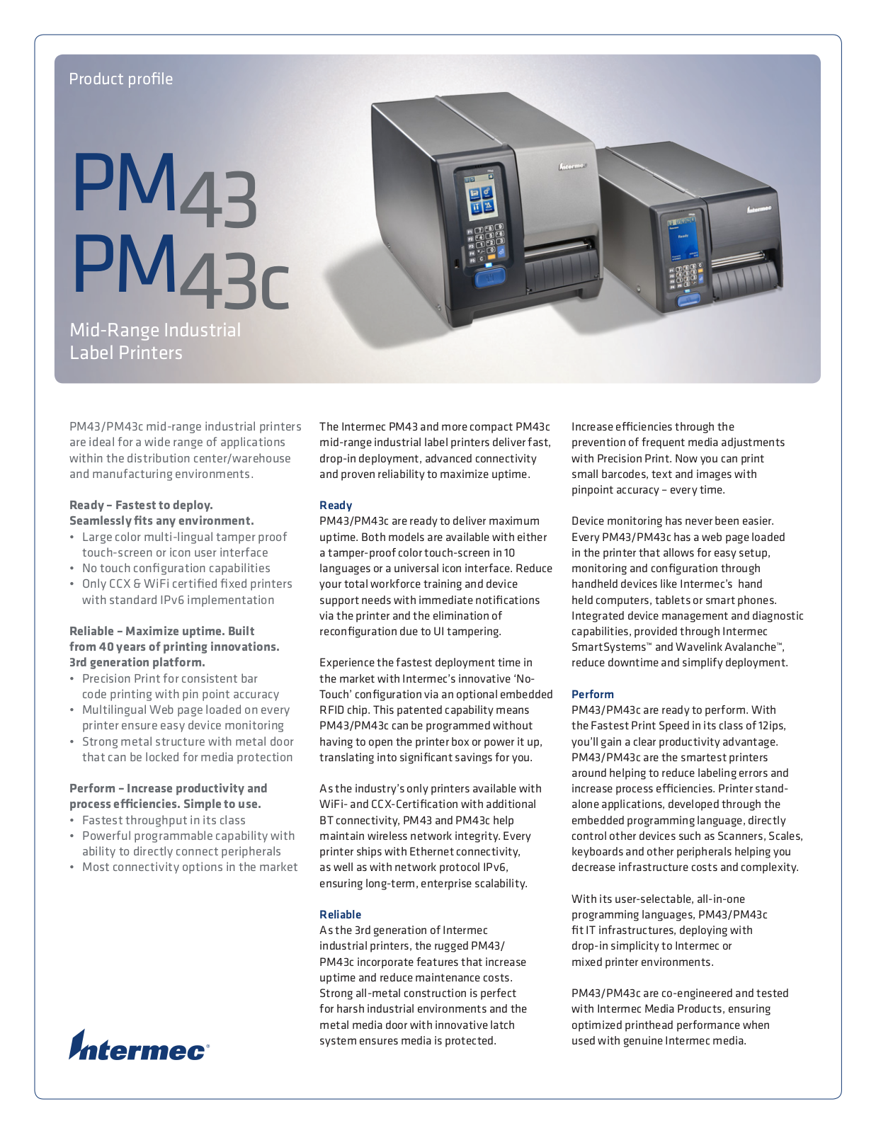 Honeywell PM43A11EU0041202 Product Data Sheet