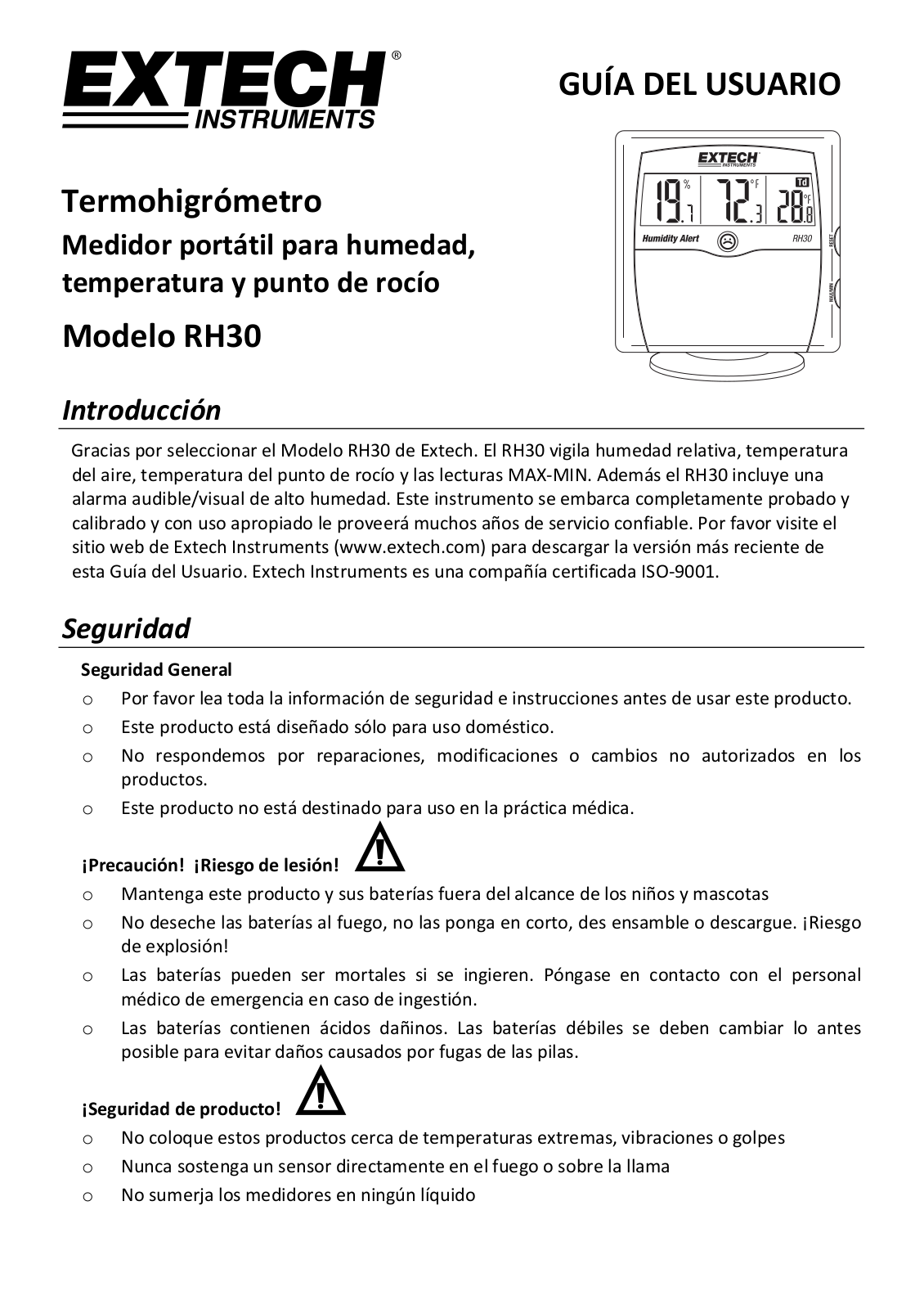 Extech RH30 User guide