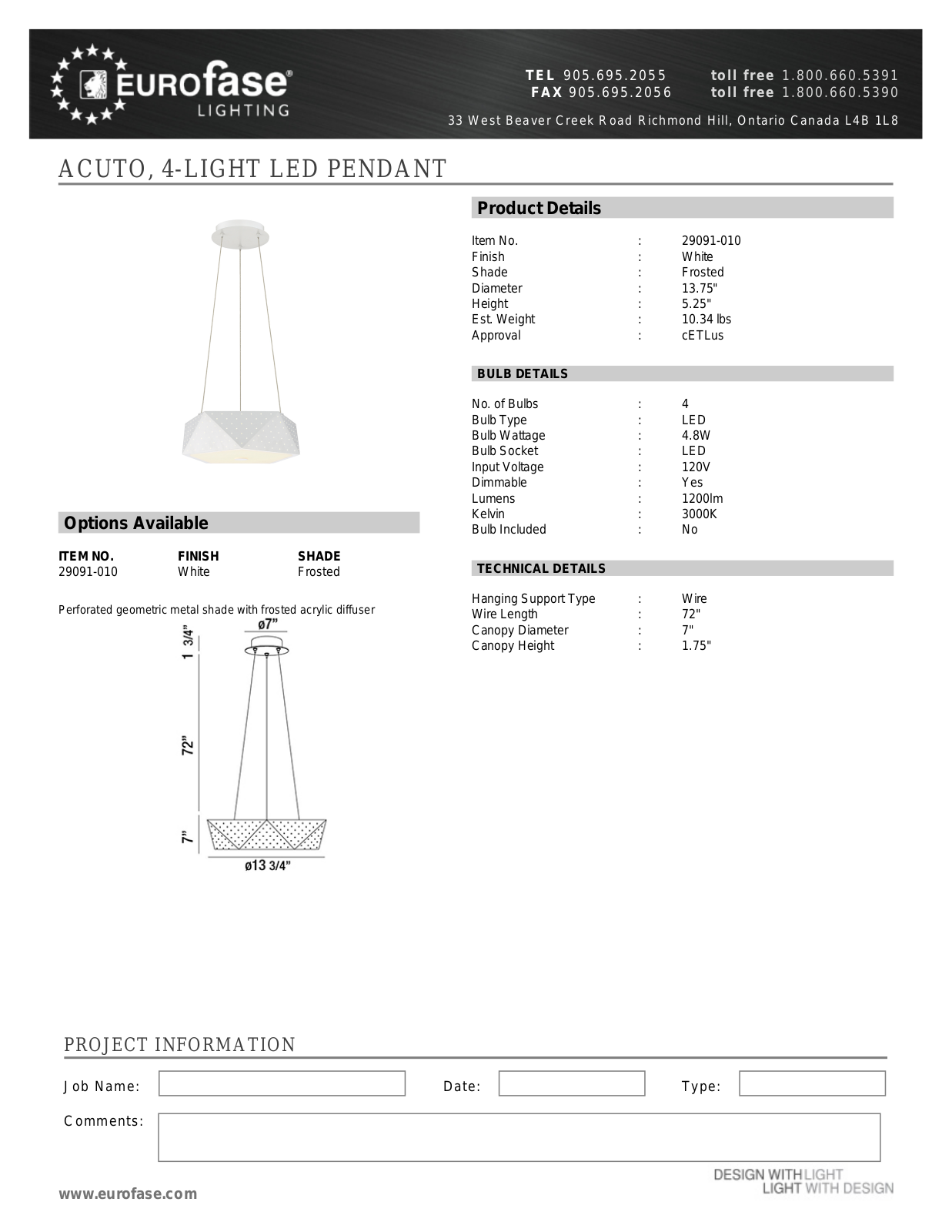 Eurofase XEO4130 Specifications - ManualMachine.com