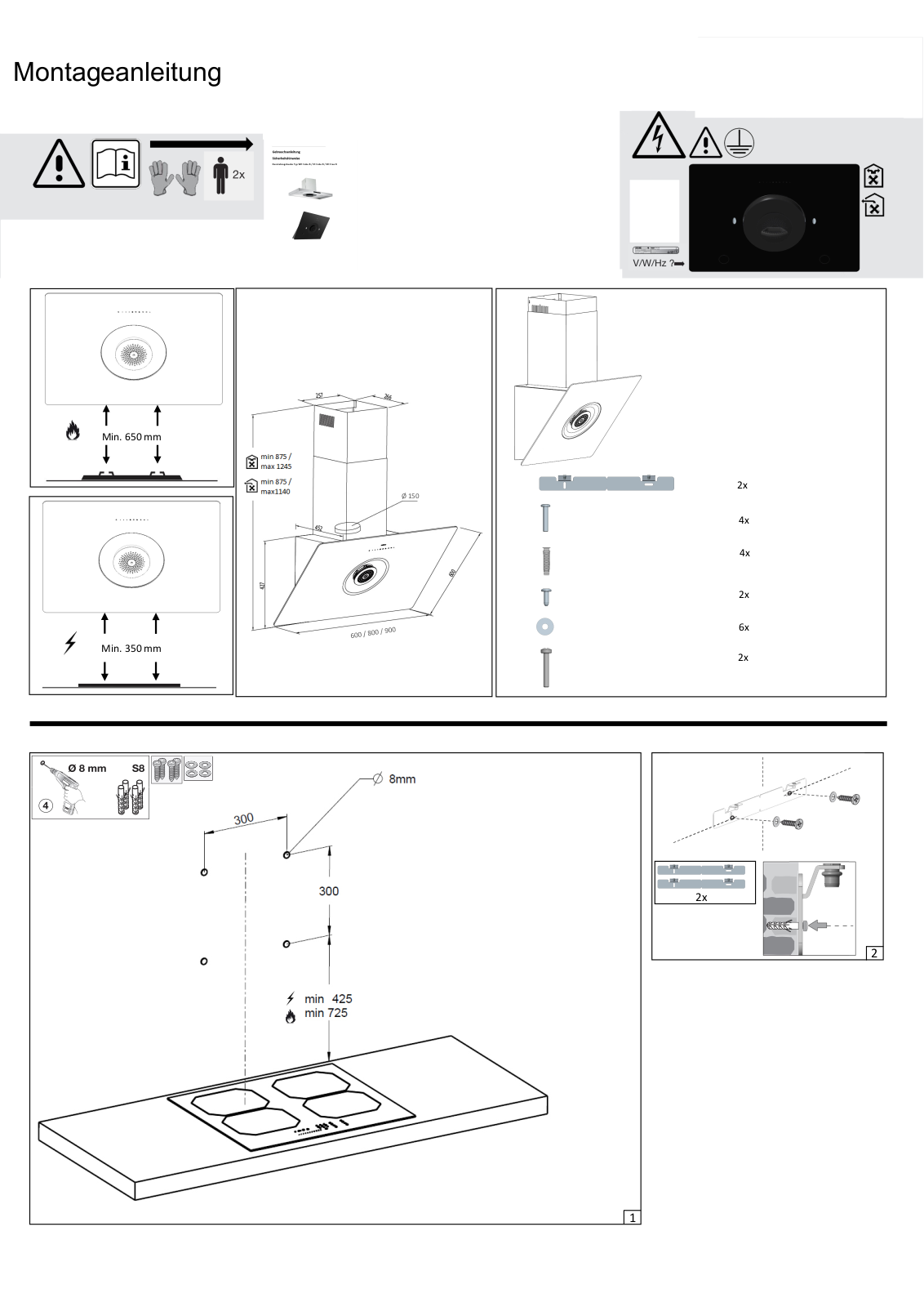 vonReiter VRKFD 6002 sw, VRKFD 6002 we Assembly instructions