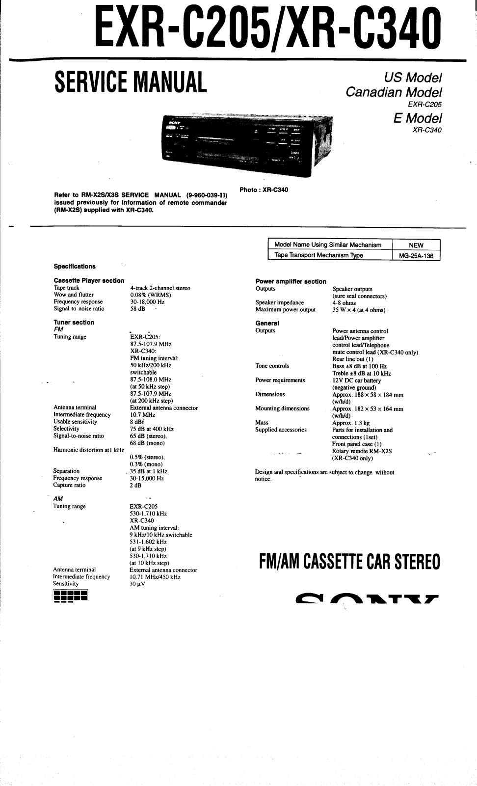 Sony EXR-C205 Service Manual