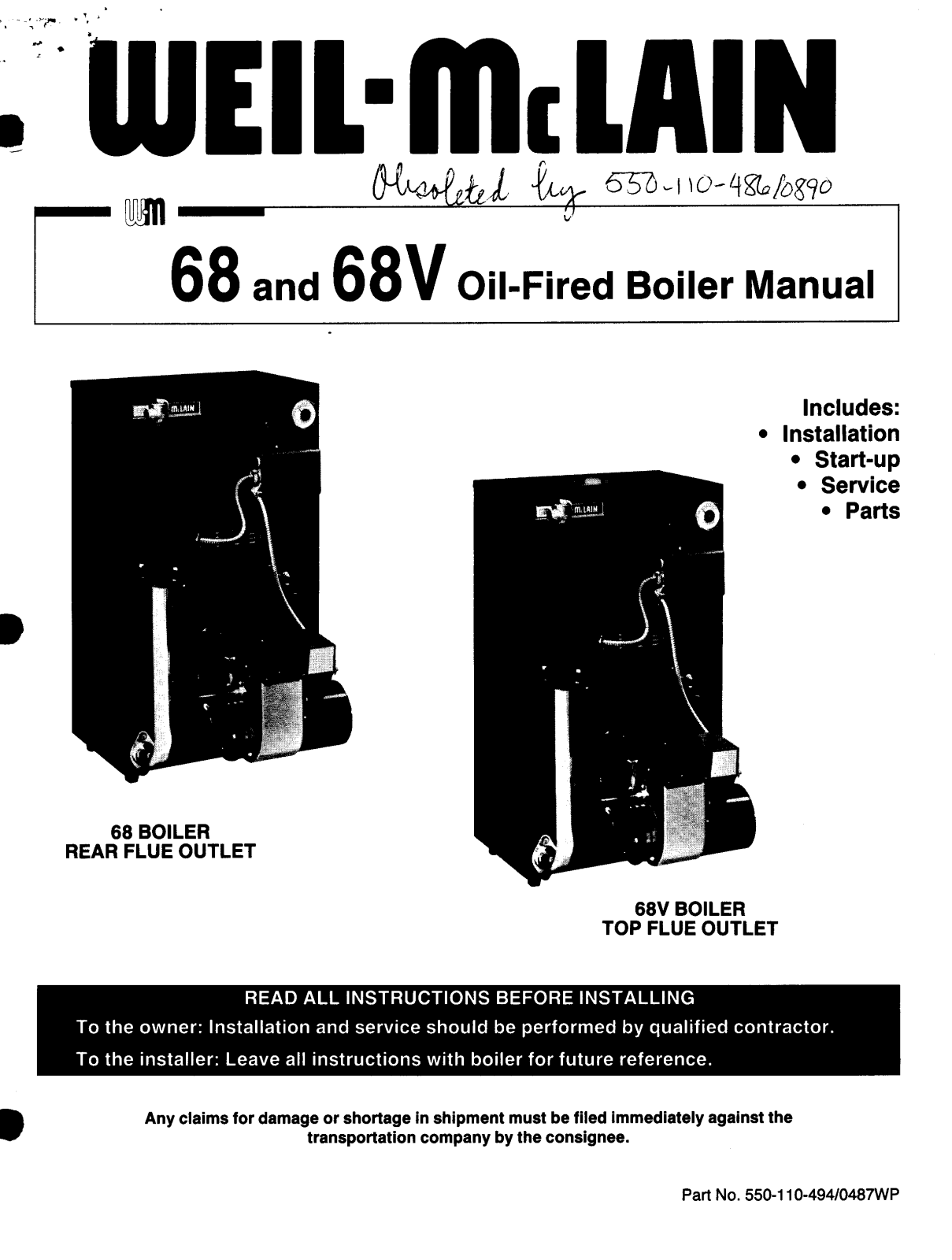 Weil-McLain 68V, 68 User Manual