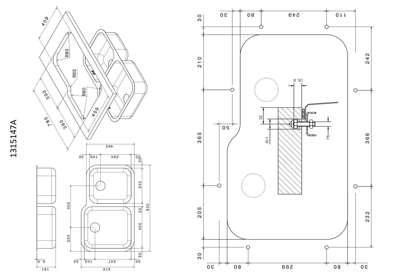 Smeg UM4540 Installation template