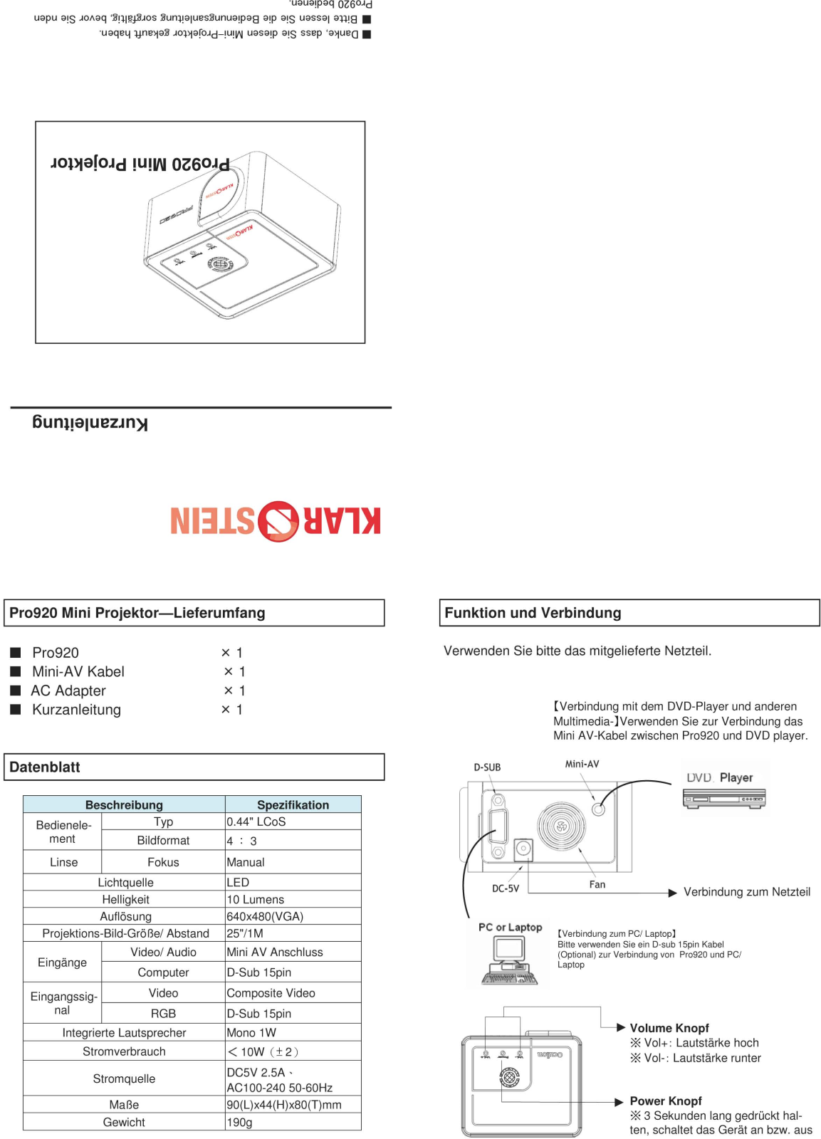 Klarstein Pro920 Mini User Manual - ManualMachine.com