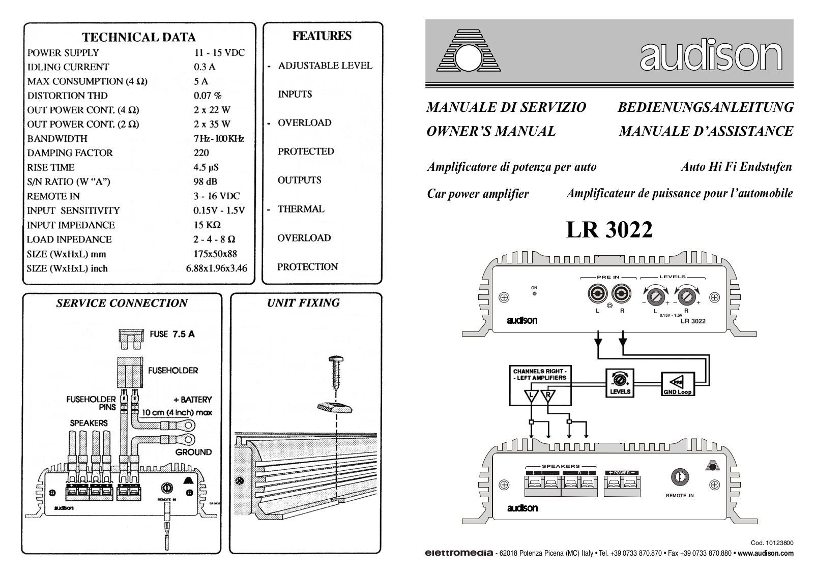 Audison LR 3022 Owner's Manual