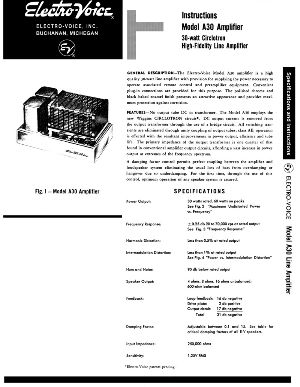 Electro-Voice A-30 Schematic