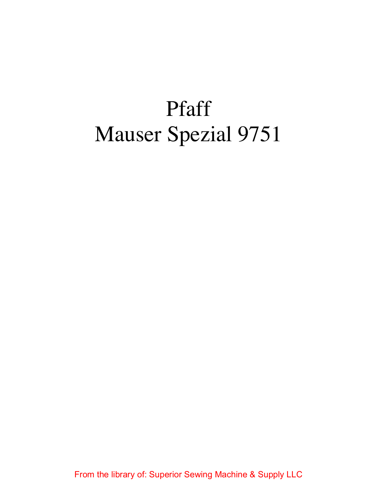 Mauser Spezial 9751 User Manual