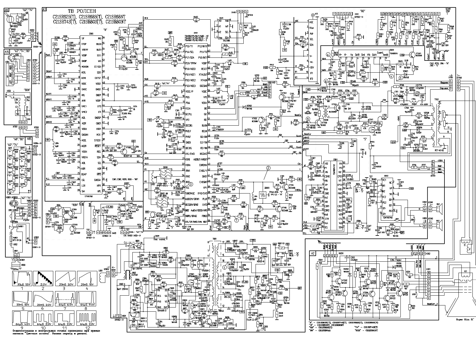 Rolsen C21SR62S(T), C21SR68S(T), C21SR68NT, C21SR74S(T), C21SR80S(T) Schematics