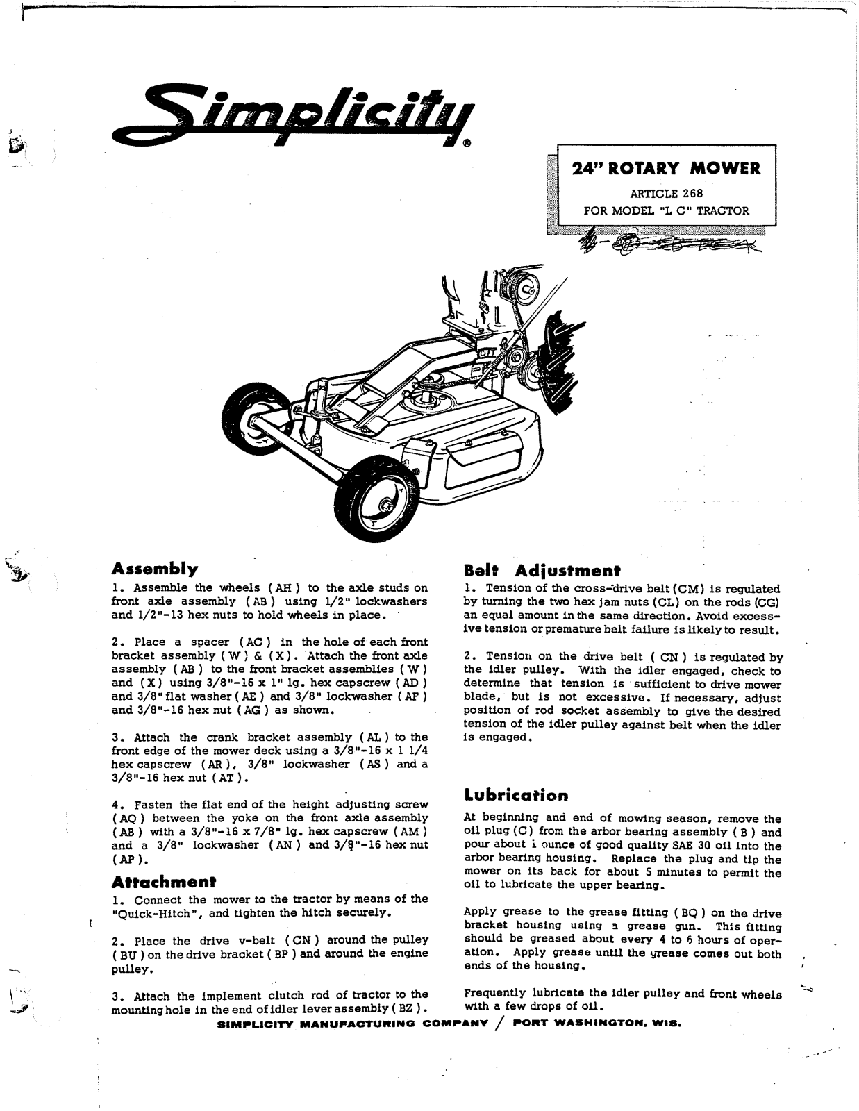 Simplicity 268 User Manual