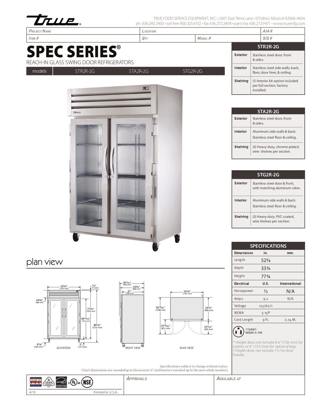 True STA2R-2G User Manual