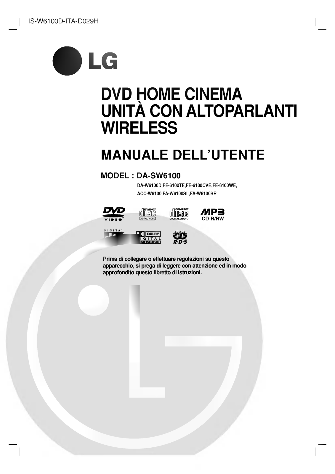 LG DA-W6100D User Manual