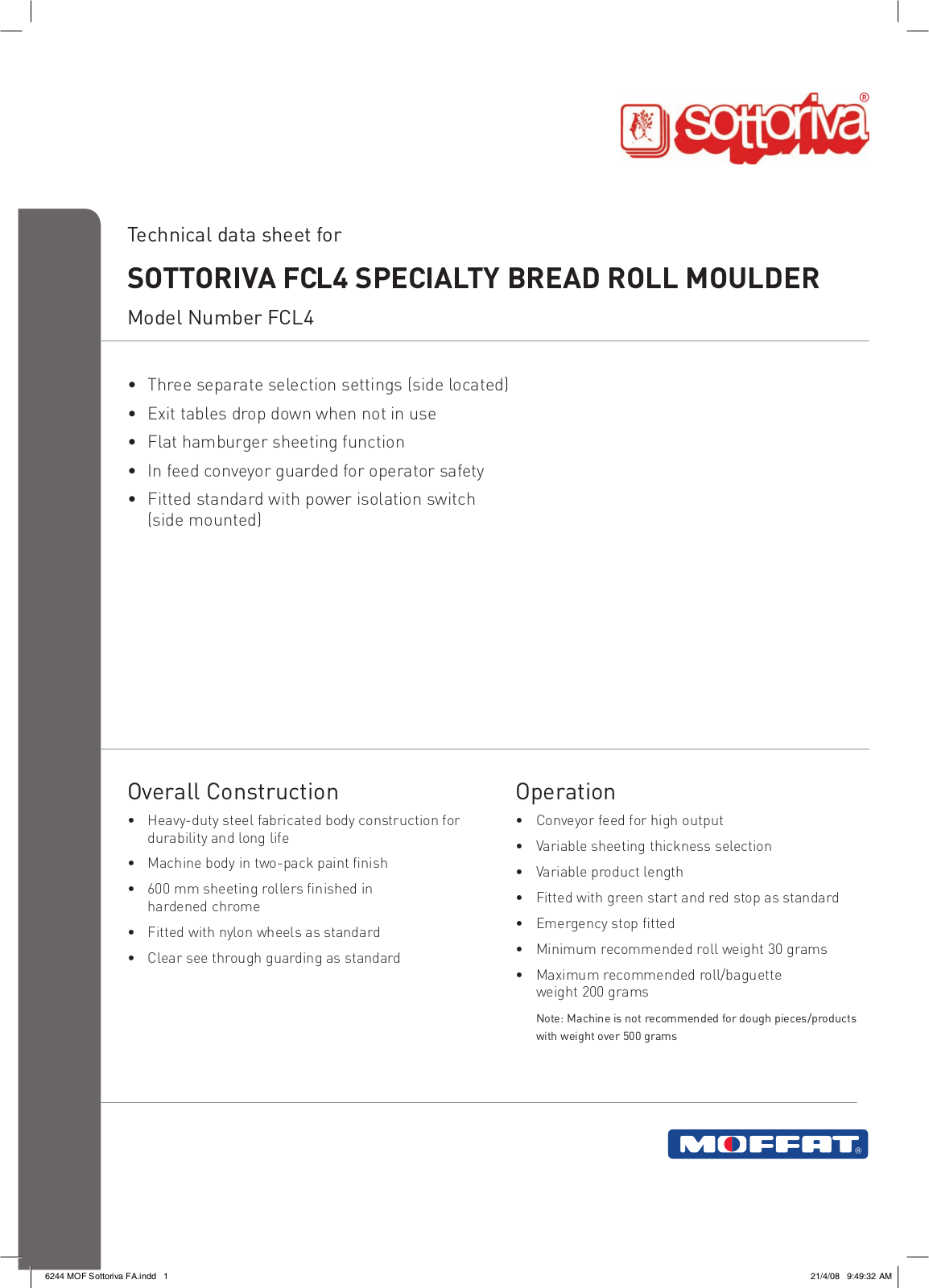 Moffat FCL4 User Manual