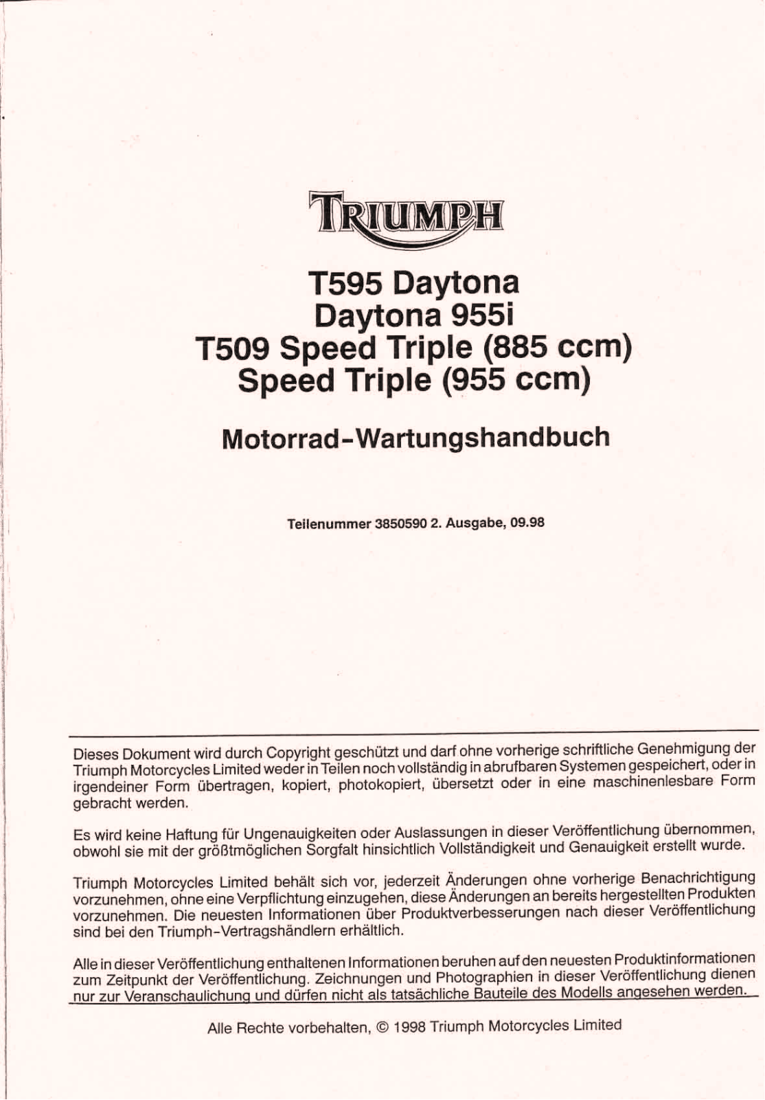 TRIUMPH Daytonaandtriple Service Manual