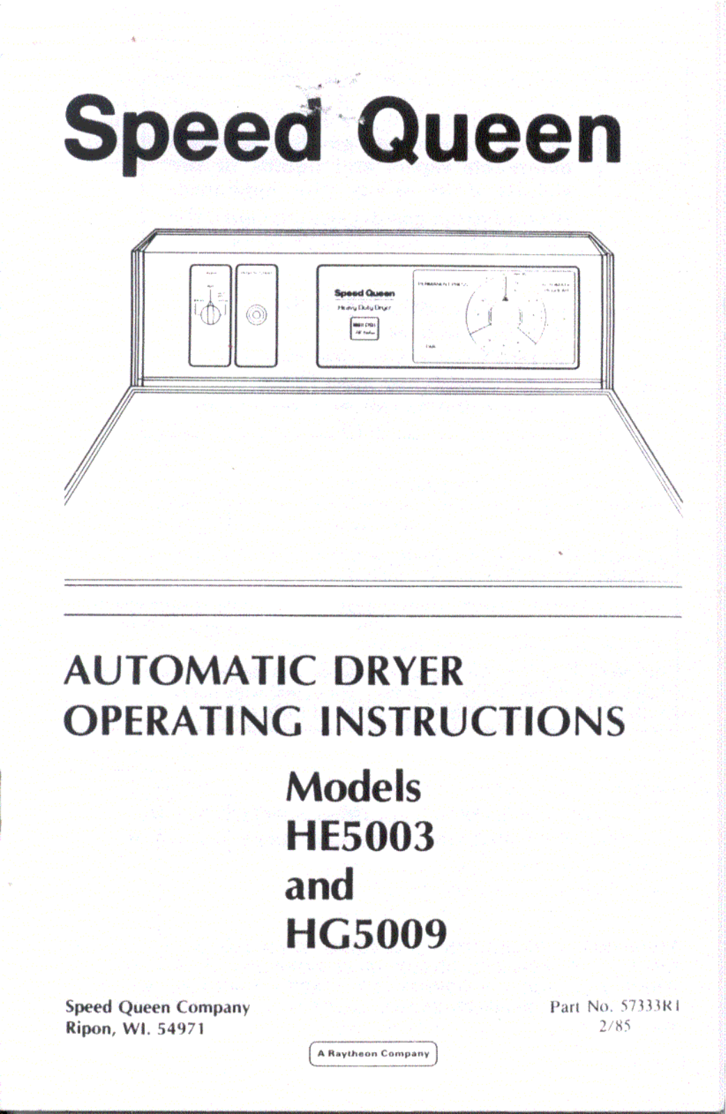 Speed Queen HE5003, HG5009 User Manual