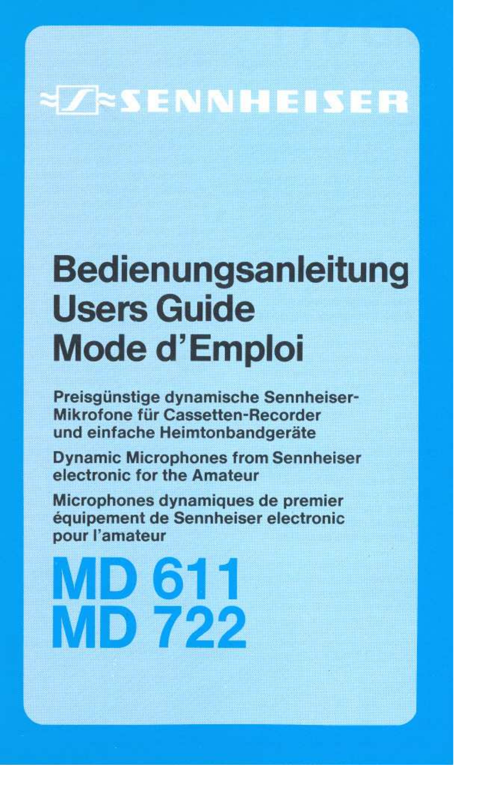Sennheiser MD 722, MD 611 Instruction Manual