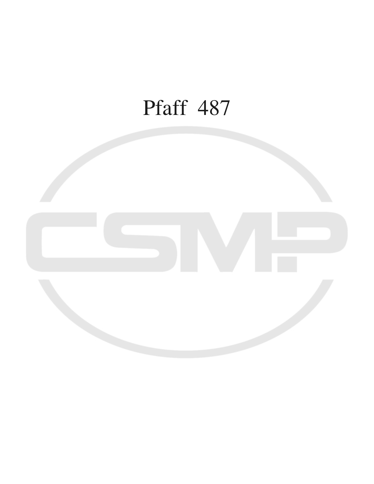 Pfaff 487 Parts Book