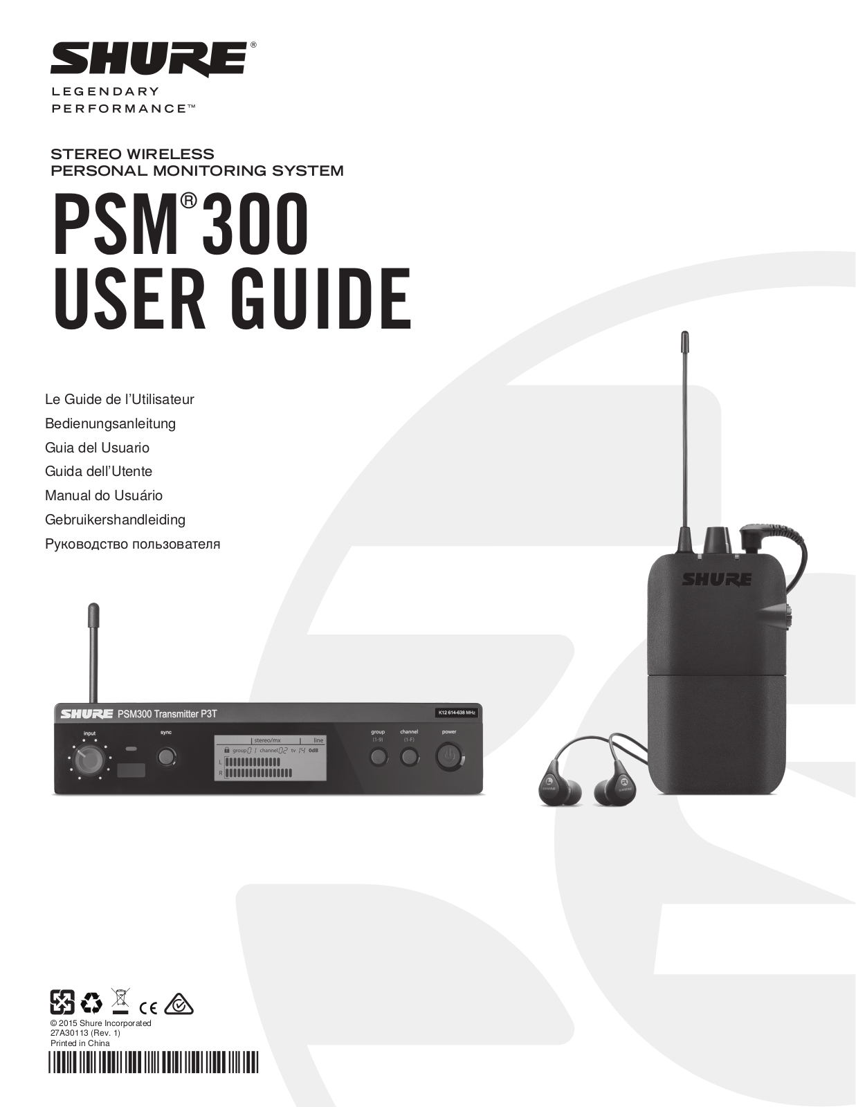 Shure orporated P3TT Users manual