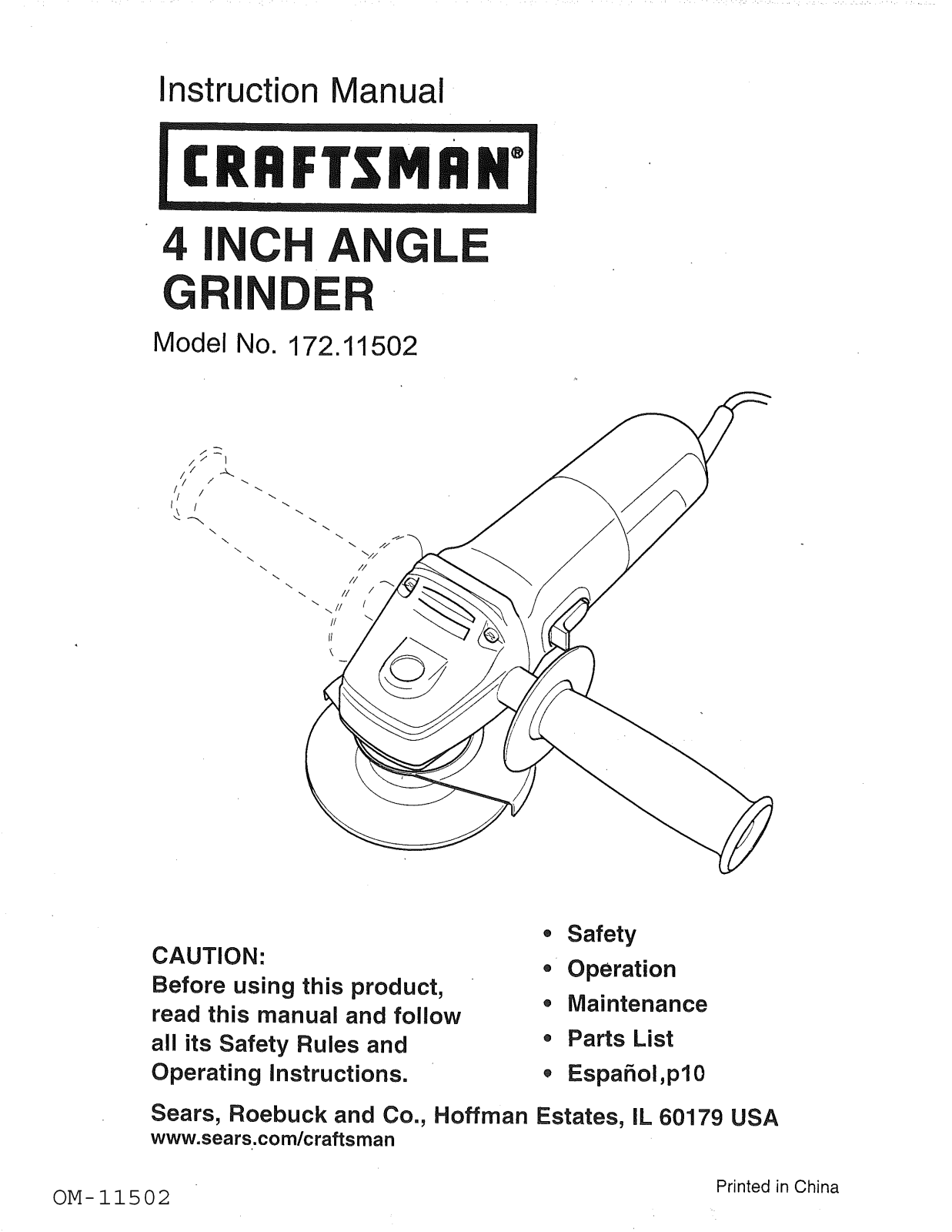 Craftsman 17211502 Owner’s Manual