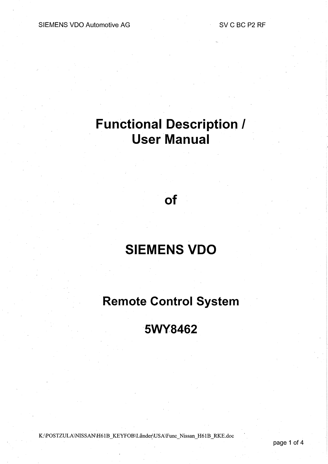 Continental Automotive 5WY8462 Users manual