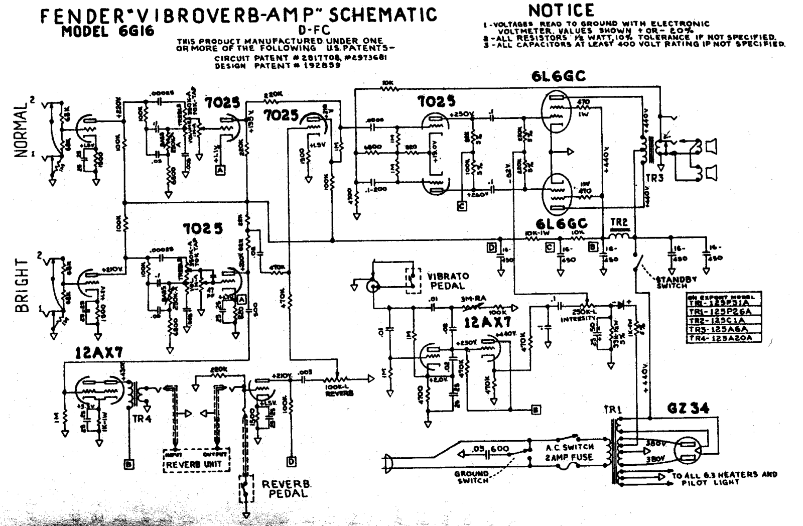 Fender Vibroverb-6G16 Schematic