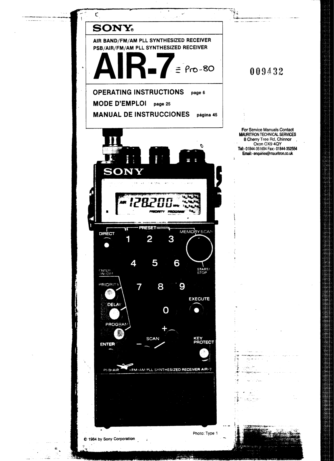 Sony ICFPRO-80 Service manual