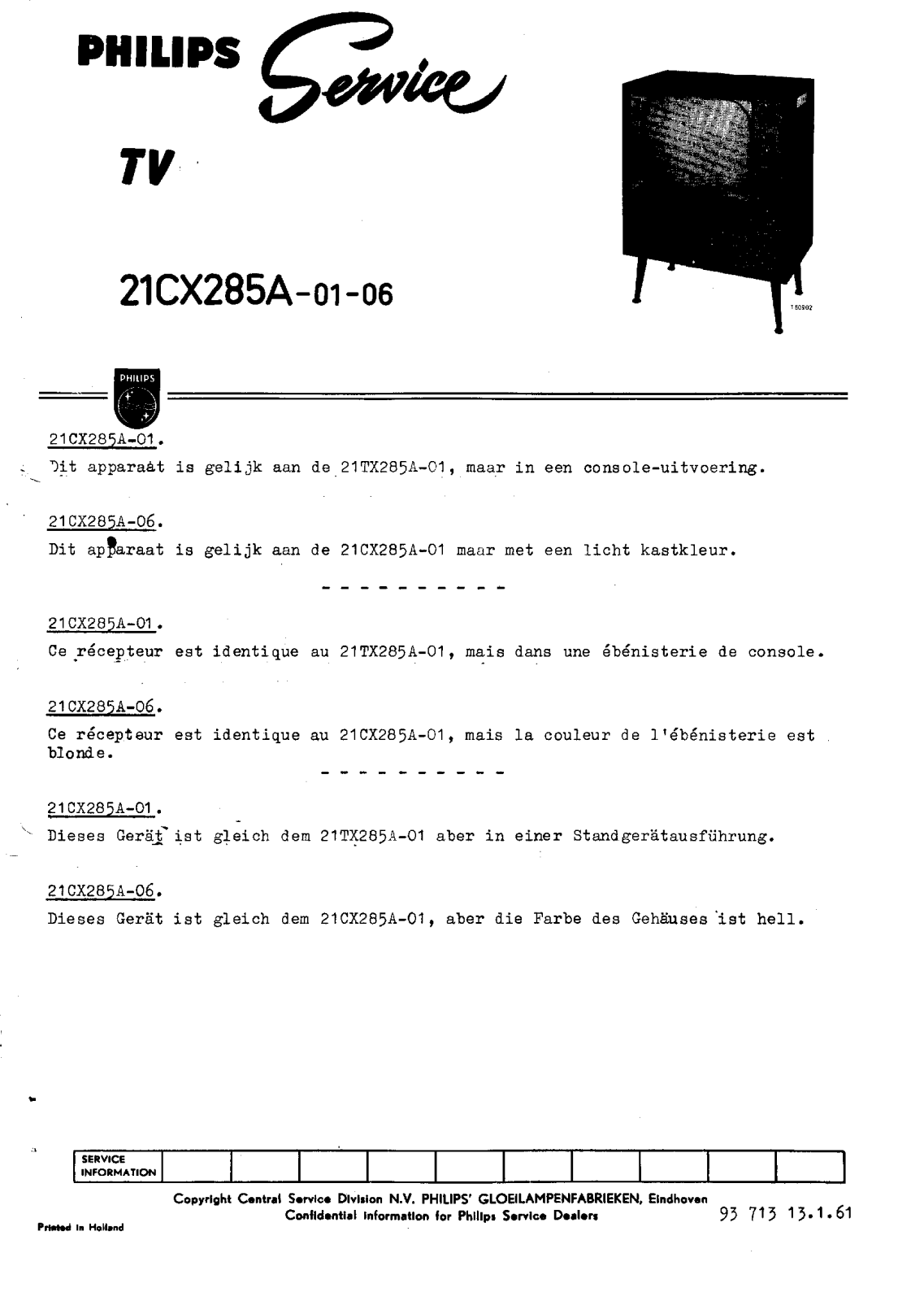 Philips 21cx285a schematic