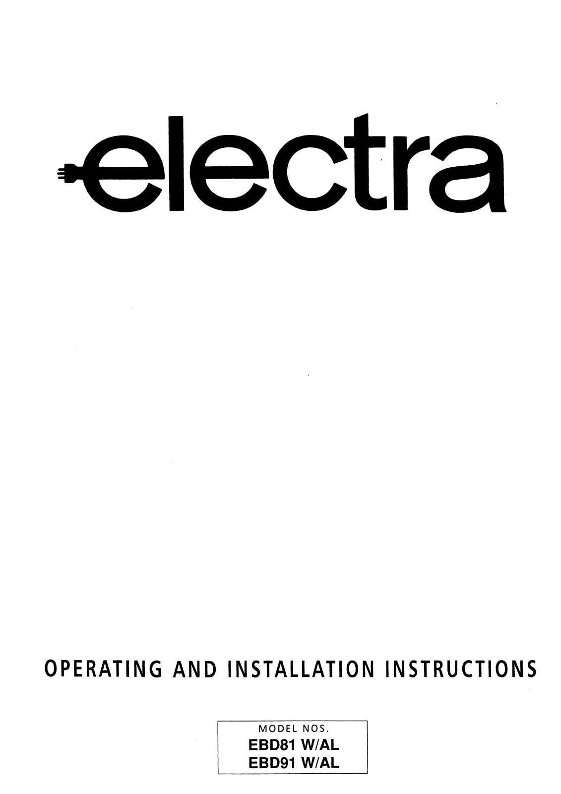 tricity bendix EBD81W, EBD91W User Manual