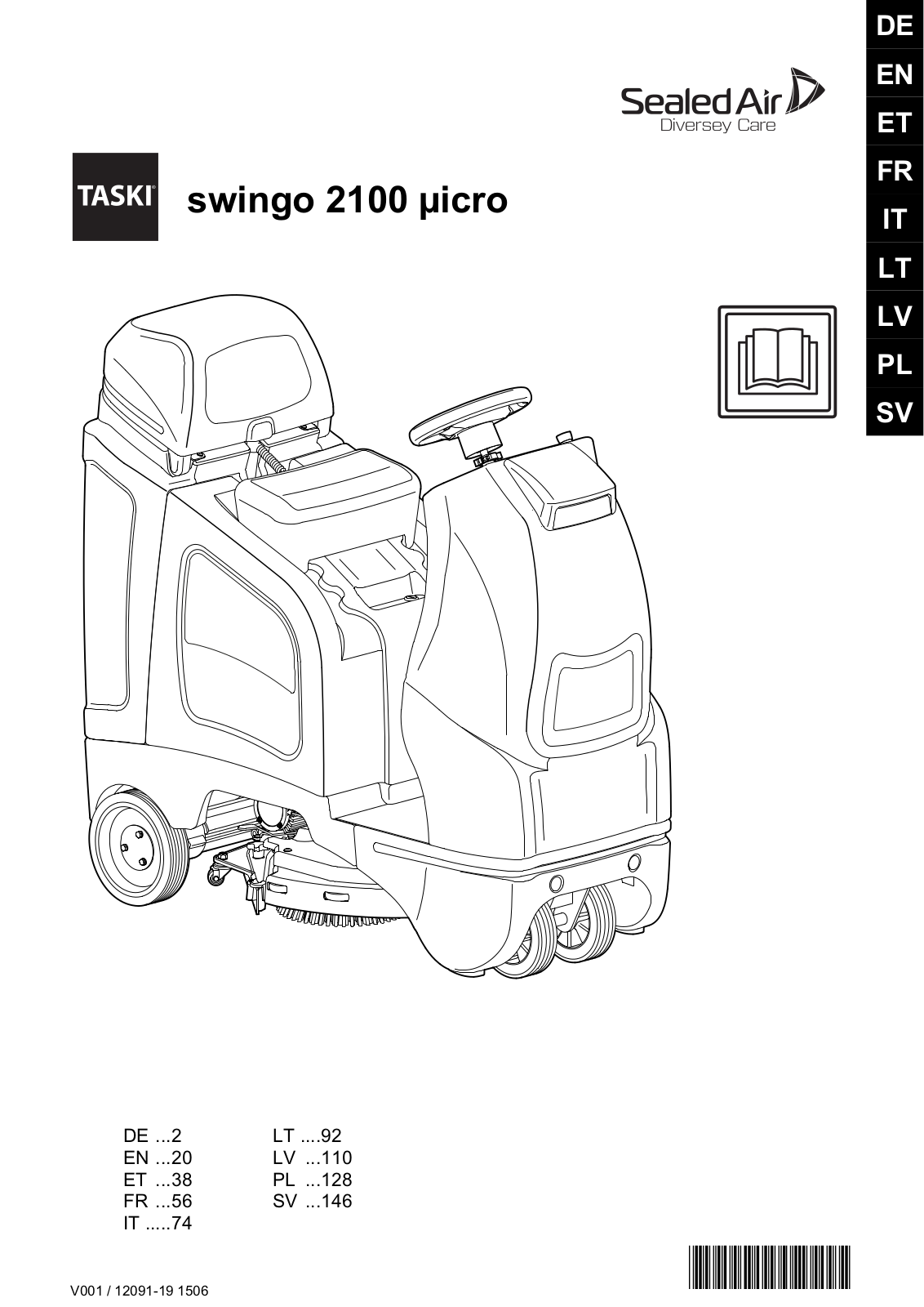 Sealed Air Diversey Care TASKI swingo 2100 micro User Manual