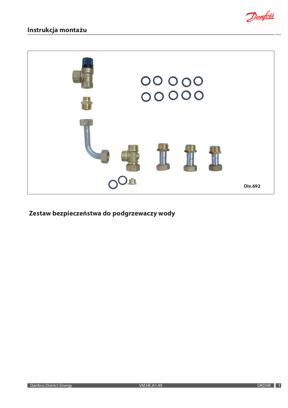 Danfoss Zestaw bezpieczeństwa do podgrzewaczy wody Installation guide