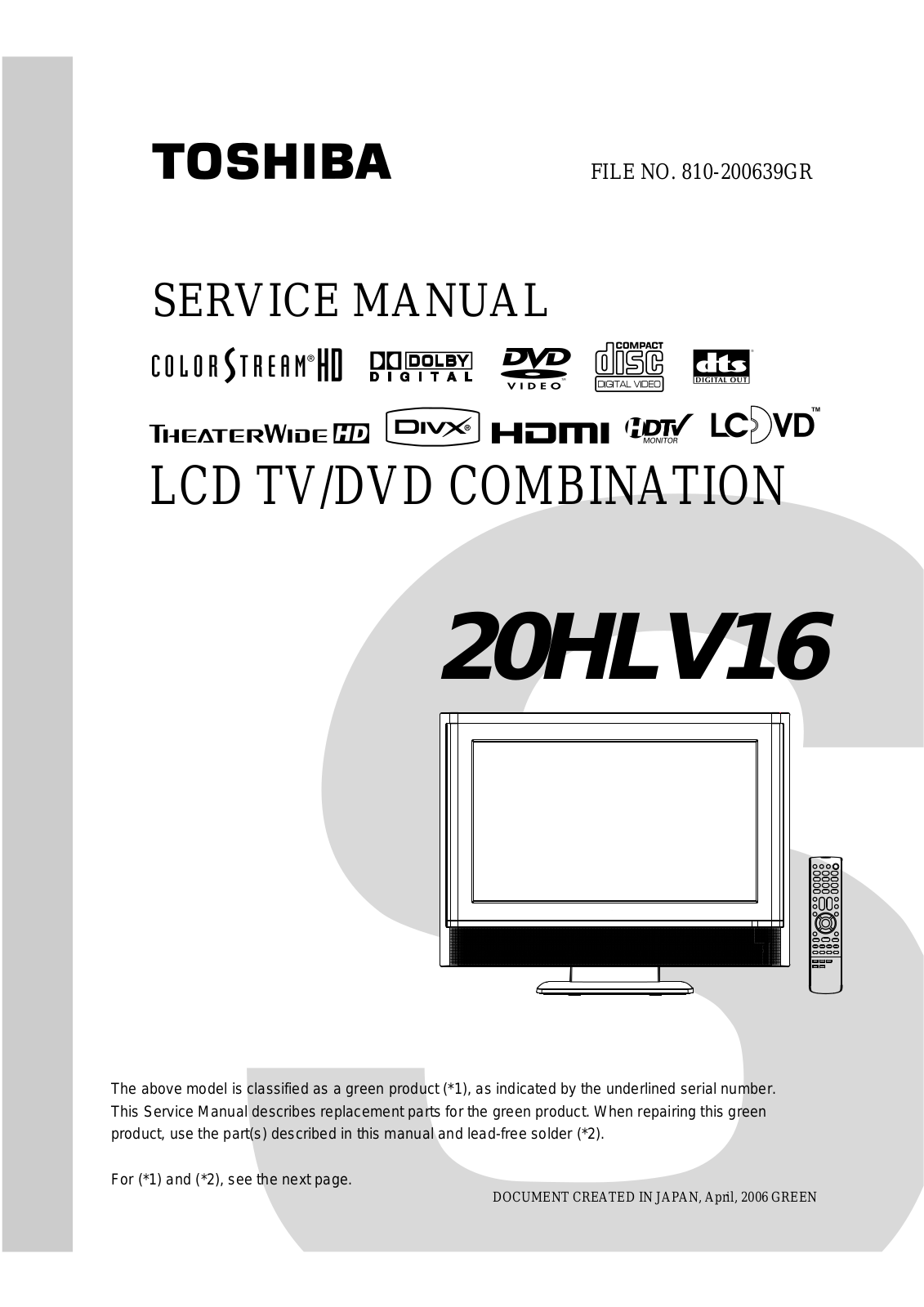 Toshiba 20HLV16CD Schematic