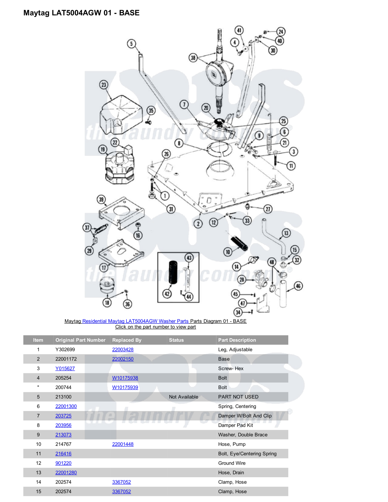 Maytag LAT5004AGW Parts Diagram