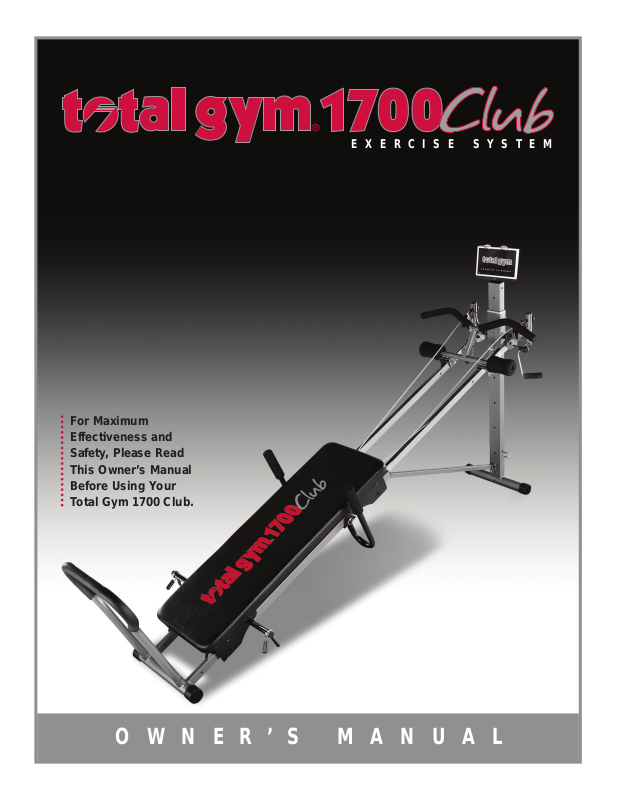 Fitnessquest TOTAL GYM 1700 CLUB User Manual