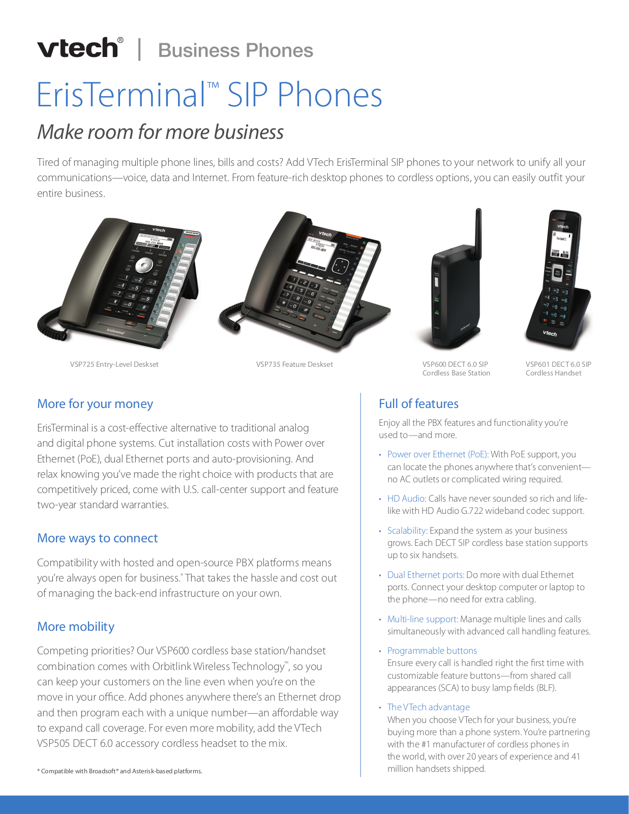 VTech VSP725, VSP735, VSP600 Data Sheet